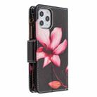 For iPhone 12 Pro Max Colored Drawing Pattern Zipper Horizontal Flip Leather Case with Holder & Card Slots & Wallet(Lotus) - 2