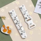 20mm Two Color Bauhinia Embossed Silicone Watch Band(White Black) - 2