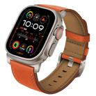 For Apple Watch 46mm / 49mm / 45mm / 44mm Titanium Buckle Nappa Genuine Leather Watch Band(Orange) - 1