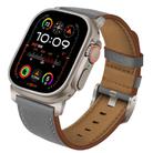 For Apple Watch 46mm / 49mm / 45mm / 44mm Titanium Buckle Nappa Genuine Leather Watch Band(Grey) - 1
