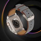 For Apple Watch 46mm / 49mm / 45mm / 44mm Titanium Buckle Nappa Genuine Leather Watch Band(Grey) - 2