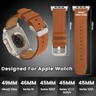 For Apple Watch 46mm / 49mm / 45mm / 44mm Titanium Buckle Nappa Genuine Leather Watch Band(Brown) - 3