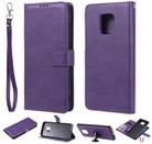 For Xiaomi Redmi 10X 5G / 10X Pro 5G 2 in 1 Solid Color Detachable PU Leather Case with Card Slots & Magnetic Holder & Photo Frame & Wallet & Strap(Purple) - 1