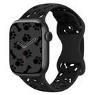 For Apple Watch 46mm / 49mm / 45mm / 44mm Dog Paw Bones Butterfly Buckle Silicone Watch Band(Black) - 1