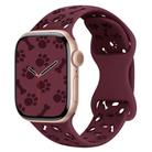 For Apple Watch 42mm / 41mm / 40mm / 38mm Dog Paw Bones Butterfly Buckle Silicone Watch Band(Wine Red) - 1