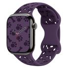 For Apple Watch 42mm / 41mm / 40mm / 38mm Dog Paw Bones Butterfly Buckle Silicone Watch Band(Dark Purple) - 1