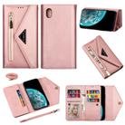 For Xiaomi Redmi 7A Skin Feel Zipper Horizontal Flip Leather Case with Holder & Card Slots & Photo Frame & Lanyard & Long Rope(Rose Gold) - 1