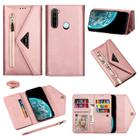 For Xiaomi Redmi Note 8 Skin Feel Zipper Horizontal Flip Leather Case with Holder & Card Slots & Photo Frame & Lanyard & Long Rope(Rose Gold) - 1