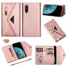 For Xiaomi Mi 9 Skin Feel Zipper Horizontal Flip Leather Case with Holder & Card Slots & Photo Frame & Lanyard & Long Rope(Rose Gold) - 1