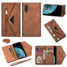 For Xiaomi Mi CC9 Skin Feel Zipper Horizontal Flip Leather Case with Holder & Card Slots & Photo Frame & Lanyard & Long Rope(Brown) - 1