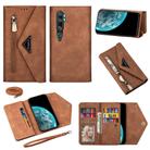 For Xiaomi Mi CC9 Pro Skin Feel Zipper Horizontal Flip Leather Case with Holder & Card Slots & Photo Frame & Lanyard & Long Rope(Brown) - 1