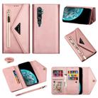 For Xiaomi Mi CC9 Pro Skin Feel Zipper Horizontal Flip Leather Case with Holder & Card Slots & Photo Frame & Lanyard & Long Rope(Rose Gold) - 1