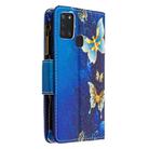 For Samsung Galaxy A21s Colored Drawing Pattern Zipper Horizontal Flip Leather Case with Holder & Card Slots & Wallet(Gold Butterfly) - 3