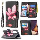 For Samsung Galaxy Note20 Ultra 5G Colored Drawing Pattern Zipper Horizontal Flip Leather Case with Holder & Card Slots & Wallet(Lotus) - 1