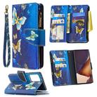 For Samsung Galaxy Note20 Ultra 5G Colored Drawing Pattern Zipper Horizontal Flip Leather Case with Holder & Card Slots & Wallet(Gold Butterfly) - 1
