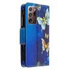 For Samsung Galaxy Note20 Ultra 5G Colored Drawing Pattern Zipper Horizontal Flip Leather Case with Holder & Card Slots & Wallet(Gold Butterfly) - 3