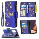 For Samsung Galaxy Note20 Ultra 5G Colored Drawing Pattern Zipper Horizontal Flip Leather Case with Holder & Card Slots & Wallet(Purple Butterfly) - 1