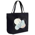 Fresh Leaves Printed Canvas Handbag Digital Print On Your Demand, Size:35x45x15cm(Black) - 1