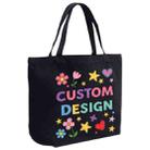 Child Drawing Printed Canvas Handbag Digital Print On Your Demand, Size:35x45x15cm(Black) - 1