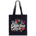 Graffiti Printed Canvas Handbag Digital Print On Your Demand, Size:25x20cm(Black) - 1
