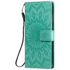 For Samsung Galaxy Note20 Embossed Sunflower Pattern Horizontal Flip PU Leather Case with Holder & Card Slots & Wallet & Lanyard(Green) - 2