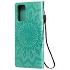 For Samsung Galaxy Note20 Embossed Sunflower Pattern Horizontal Flip PU Leather Case with Holder & Card Slots & Wallet & Lanyard(Green) - 3