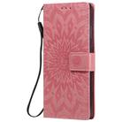 For Samsung Galaxy Note20 Embossed Sunflower Pattern Horizontal Flip PU Leather Case with Holder & Card Slots & Wallet & Lanyard(Pink) - 2