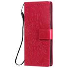 For Samsung Galaxy Note20 Embossed Sunflower Pattern Horizontal Flip PU Leather Case with Holder & Card Slots & Wallet & Lanyard(Red) - 1