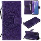 For Samsung Galaxy Note20 Embossed Sunflower Pattern Horizontal Flip PU Leather Case with Holder & Card Slots & Wallet & Lanyard(Purple) - 1