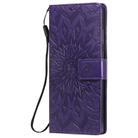 For Samsung Galaxy Note20 Embossed Sunflower Pattern Horizontal Flip PU Leather Case with Holder & Card Slots & Wallet & Lanyard(Purple) - 2