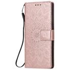 For Samsung Galaxy Note20 Embossed Sunflower Pattern Horizontal Flip PU Leather Case with Holder & Card Slots & Wallet & Lanyard(Rose Gold) - 1