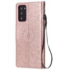 For Samsung Galaxy Note20 Embossed Sunflower Pattern Horizontal Flip PU Leather Case with Holder & Card Slots & Wallet & Lanyard(Rose Gold) - 2