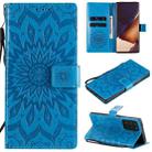 For Samsung Galaxy Note20 Ultra Embossed Sunflower Pattern Horizontal Flip PU Leather Case with Holder & Card Slots & Wallet & Lanyard(Blue) - 1