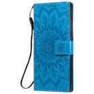 For Samsung Galaxy Note20 Ultra Embossed Sunflower Pattern Horizontal Flip PU Leather Case with Holder & Card Slots & Wallet & Lanyard(Blue) - 1