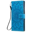 For Samsung Galaxy Note20 Ultra Embossed Sunflower Pattern Horizontal Flip PU Leather Case with Holder & Card Slots & Wallet & Lanyard(Blue) - 1