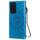 For Samsung Galaxy Note20 Ultra Embossed Sunflower Pattern Horizontal Flip PU Leather Case with Holder & Card Slots & Wallet & Lanyard(Blue) - 3