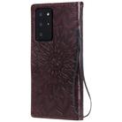 For Samsung Galaxy Note20 Ultra Embossed Sunflower Pattern Horizontal Flip PU Leather Case with Holder & Card Slots & Wallet & Lanyard(Brown) - 3