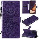 For Samsung Galaxy Note20 Ultra Embossed Sunflower Pattern Horizontal Flip PU Leather Case with Holder & Card Slots & Wallet & Lanyard(Purple) - 1