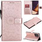 For Samsung Galaxy Note20 Ultra Embossed Sunflower Pattern Horizontal Flip PU Leather Case with Holder & Card Slots & Wallet & Lanyard(Rose Gold) - 1