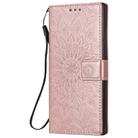 For Samsung Galaxy Note20 Ultra Embossed Sunflower Pattern Horizontal Flip PU Leather Case with Holder & Card Slots & Wallet & Lanyard(Rose Gold) - 2