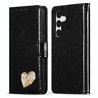 For Samsung Galaxy S24 5G Glitter Powder Love Leather Phone Case(Black) - 1