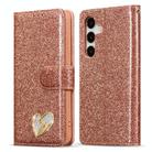 For Samsung Galaxy S25 5G Glitter Powder Love Leather Phone Case(Pink) - 1