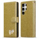 For Samsung Galaxy S24 Ultra 5G Glitter Powder Love Leather Phone Case(Gold) - 1