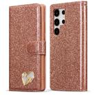 For Samsung Galaxy S24 Ultra 5G Glitter Powder Love Leather Phone Case(Pink) - 1