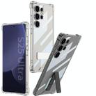 For Samsung Galaxy S25 Ultra 5G GKK Airbag Full Coverage Phone Case with Rotating Holder, Not Included Pen(Transparent Black) - 2