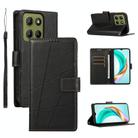 For Motorola Moto G15 PU Genuine Leather Texture Embossed Line Phone Case(Black) - 1