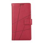 For Motorola Moto G15 PU Genuine Leather Texture Embossed Line Phone Case(Red) - 2