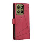 For Motorola Moto G15 PU Genuine Leather Texture Embossed Line Phone Case(Red) - 3