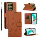 For Motorola Moto G15 PU Genuine Leather Texture Embossed Line Phone Case(Brown) - 1
