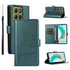 For Motorola Moto G15 PU Genuine Leather Texture Embossed Line Phone Case(Green) - 1